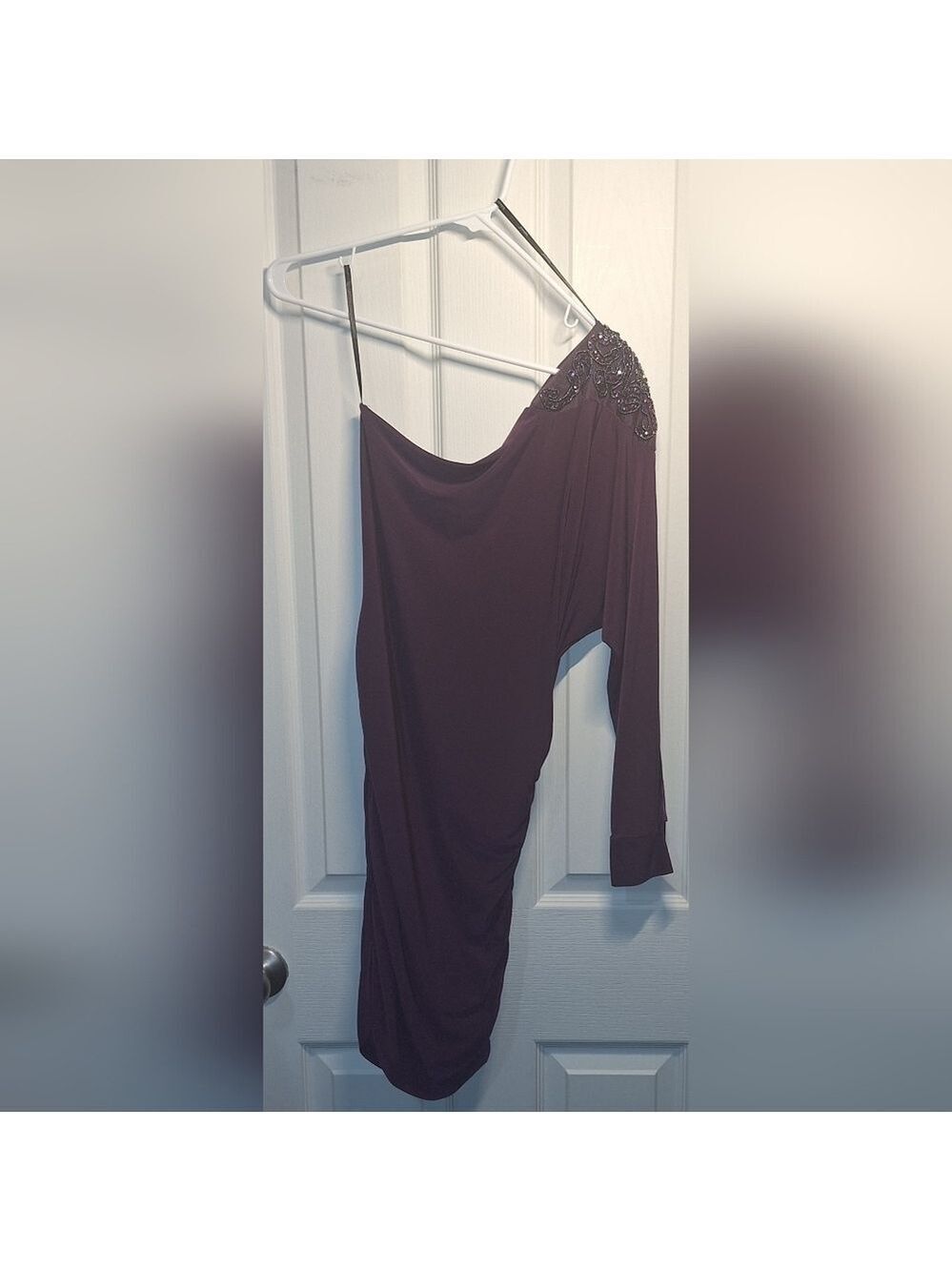 Papaya Deep Purple One Shoulder Dress Large